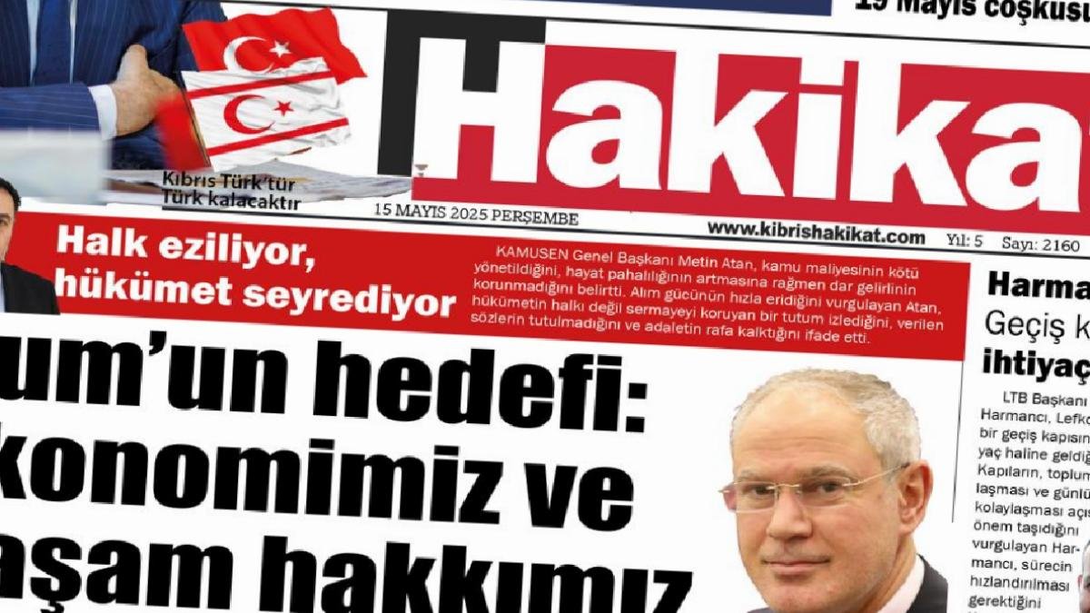 15 Mayıs 2025 KKTC Gazete Manşetleri