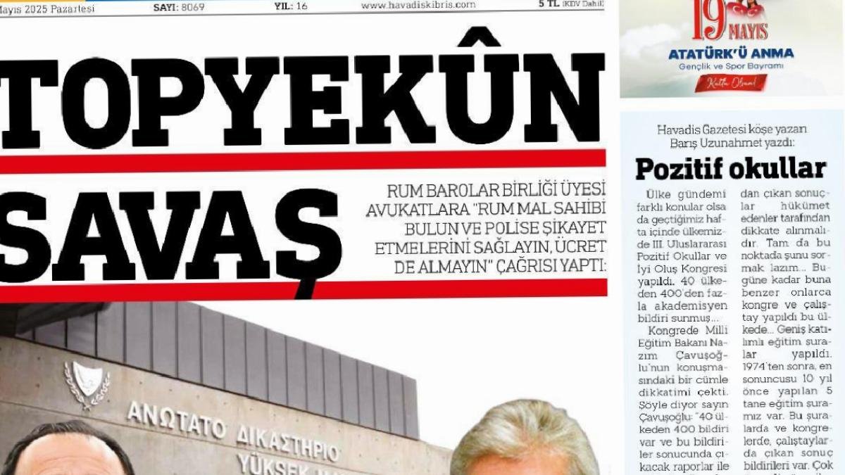 19 Mayıs 2025 KKTC Gazete Manşetleri