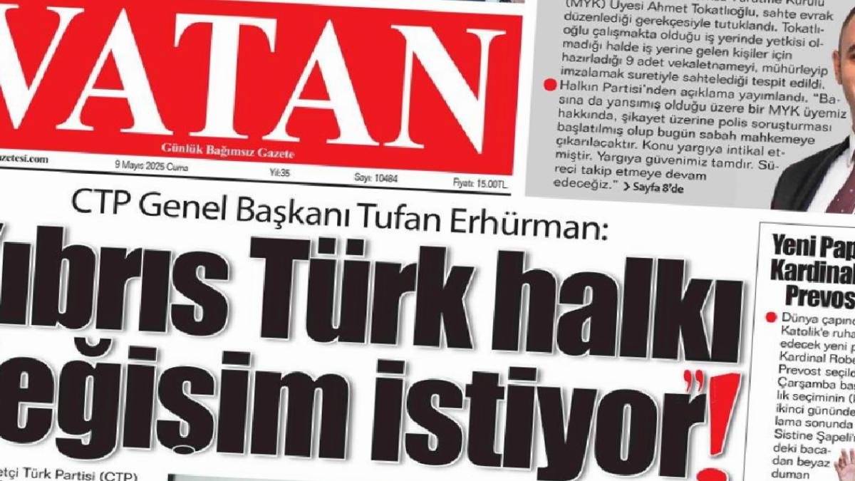 9 Mayıs 2025 Gazete Manşetleri